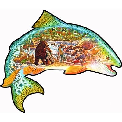 Trout Story Shaped Jigsaw Puzzle by Louis T. Johnson 1000pc