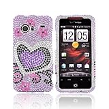 For HTC Droid incredible Bling Case Hard HEARTS PURPLE