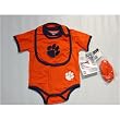 Clemson Tigers NCAA Infants / Babys / Kids Orange and Blue Creeper, Bib, and Bootie Set