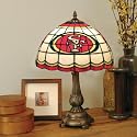 SAN FRANCISCO 49ERS 20" Hand Cut Stained Glass TIFFANY TABLE LAMP with a Cast Metal Base