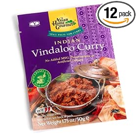 Asian Home Gourmet Indian Vindaloo Curry (Hot), 1.75-Ounce Packages (Pack of 12)