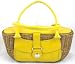 Monsac Natural Straw Wicker & Dandelion Yellow Leather Handbag Tote