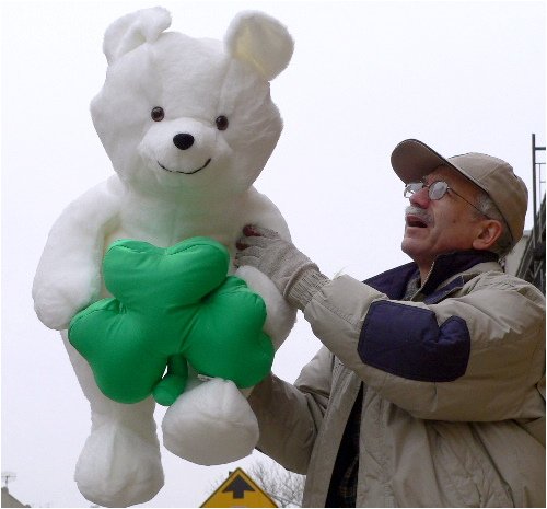 5167xF9PZqL SAINT PATRICKS DAY or ANY DAY GOOD LUCK GIFT! * GIANT 38 SMILING TEDDY BEAR Holding LUCK OF THE IRISH GOOD LUCK SHAMROCK * GET IN THE IRISH SPIRIT! * AMERICAN MADE IN THE USA AMERICA