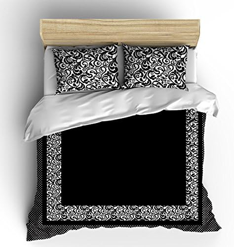 Simplicity Black &amp; White Theme Kids Monogrammed Bedding/Duvet Cover, Full/Queen (88" x 88")