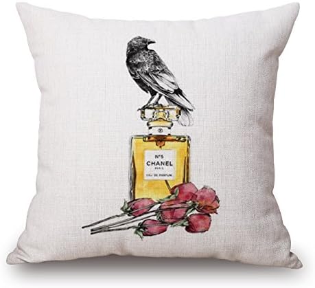 USpiece luxury Cotton Linen Square Perfume 1 Throw Pillow Case Decorative Cushion Cover 18"x18" Inch