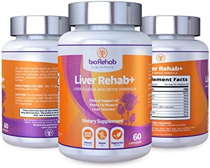 All Natural Liver Cleanse with Milk Thistle (80% Silymarin), Taurine, NAC, and Glutathione | Designed For Powerful 2-Stage Liver Detox & Support by BioRehab