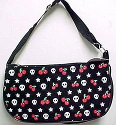 Rockabilly Skulls Stars & Cherries Handbag Purse Clutch