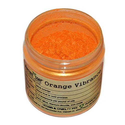 Orange Vibrance Mica (1 oz jar) Powder Soap Making Colorant Cosmetics Art Crafts Nail Polish Resin Casting Stamping Dye Pigment Color