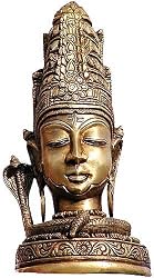 Lord Shiva Head Metal Sculpture for Home Decor 4.25 x 3.75 x 9 (mst291)