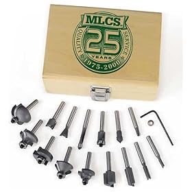 MLCS Woodworking 15 Pc. Carbide-tipped Router Bit Set, 1 4 shank by MLCS
