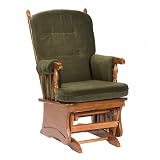 Cushion Arm Post-Back Glider- Deep Green/ Maple