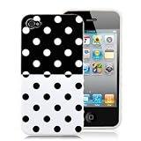 Black and White Polka Dot Split Pattern Soft Case For Apple iPhone 4S / 4 (AT&T, Verizon, Sprint)