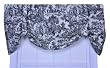 Victoria Park Toile Tie-Up Valence Window Curtain, Black