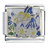 Blue Fairy With Flowers Italian Charms Bracelet Link