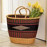 Colorful Grass Market Basket African Hand Woven Tote Carry Baskets