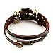ZIKKER Charm Art Metal Flower Button Three Row Adjustable Leather Wrap Bracelet