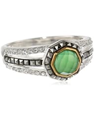 Judith Jack "Mini Octagons" Sterling Silver, Chalcedony and Marcasite Band Ring
