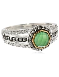 Judith Jack "Mini Octagons" Sterling Silver, Chalcedony and Marcasite Band Ring