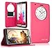 LG G3 Case, Quick Circle Case , ALL IN ONE!, Works With Magnetic Car Mount, Flip Cover, Magnetic Wallet , Smart view, Hands-free Display Stand by Juicy Case® (Pink)