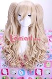 Blonde Long 25.9 inch Curly Cosplay Wig+ 2 Clip On Ponytails - By Peep Wigs - Ships from the USA
