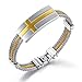TRUSUPER Jewelry 2-Tone Mens Stainless Steel 24k Gold Plated Cross Bangle Bracelet