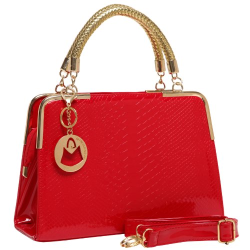 MG Collection MATANA Crocodile Trendy High Gloss Doctor Style Tote Purse Bag