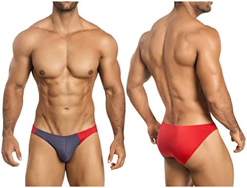 Vuthy 433 Red and Gray Colorblock Swim Bikini