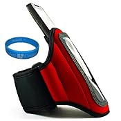 Red Durable Moisture Resistant Premium Neoprene Protective Multi Purpose Exercise Workout Armband with Adjustable Velcro Strap for Motorola Photon 4G Android Smart Phone (Sprint) + SumacLife TM Wisdom Courage Wristband