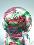 Hand Blown Glass Art Ruby Rainbow Glass Paperweight