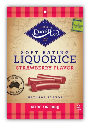 Darrell Lea Red Strawberry Soft Eating Liquorice, 7-Ounce Bags (Pack of 8)
