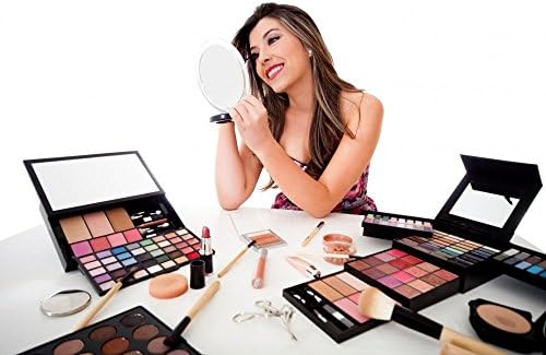 Woman Doing Her Makeup Wall Decal - 18 Inches W x 12 Inches H - Peel and Stick Removable Graphic