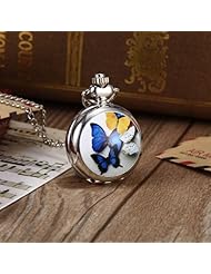 Youyoupifa Beautiful Butterfly Silver Alloy Quartz Chain Pocket Watch (Womens)