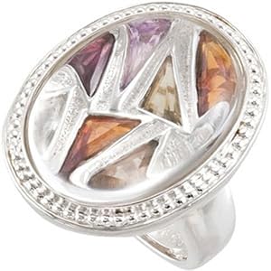 Multi-Gemstone Fashion Ring Sparkling Sterling Silver Size 7