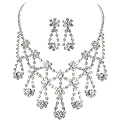 Cluster Loop Hollywood Crystal Earrings and Necklace Set