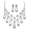 Cluster Loop Hollywood Crystal Earrings and Necklace Set