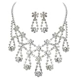 Cluster Loop Hollywood Crystal Earrings and Necklace Set