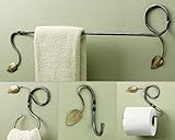 IMAGE OF Gaiam Hand-Forged Steel Leaf Bathroom Accessories Kit (Set of 4) Towel Bar, Hook, Ring, Tissue Holder (Handmade)