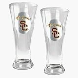 USC Trojans 2 Piece 19 oz Pilsner Glass Set