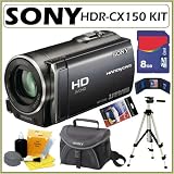 Sony HDRCX150 HDR-CX150 16GB Flash Memory High Definition Handycam® Camcorder with 3MP Still Image Capture and 25x Optical Zoom featuring a 2.7-inch Widescreen LCD in Black + 8GB Accessory Kit