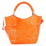 Big Buddha Orange Leather Handbag Ziggy Quilted Patent