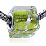 Pandora Chamilia Compatible Sterling Silver Core Murano Glass Slide-On And Slide-Off Glass Bead , Fits Biagi Bracelet Too