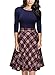 Missmay Women's Vintage Retro Plaid Patchwork A-line Cocktail Party Dress Navy Blue X-Large