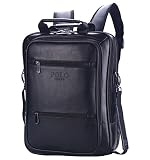 VIDENG POLO® Newest Men's Genuine Leather RFID Blocking Secure Travel Briefcase Shoulder Messenger Bag For 15 17 Macbook Laptop(v6black)