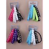 Girls Pretty 6 Coloured Set Wide Elasticised Ponytails with Clear Stud Details. Colours will be sent randomly.by Lady Isla Fashion