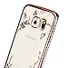 Galaxy S6 Edge Case,NSSTAR Pink Butterfly Floral Flower Bling Crystal Rhinestone Diamonds Clear Rubber Rose Plating Frame Soft TPU Silicone Protective Bumper Case Cover for Samsung Galaxy S6 Edge