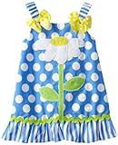 Youngland Baby-girls Infant Daisy A-Line Dress, Blue/White, 18 Months