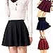 Fashion Womens Ladies High Waist Plain Pleated Flared Mini Skater,Black,One Size(Free Size)