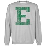 NCAA Eastern Michigan Eagles Distressed Secondary Premium Crew Neck Fleece Sweatshirt - Ash