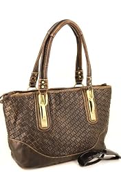 Designer Style Weavy Tote - Bronze