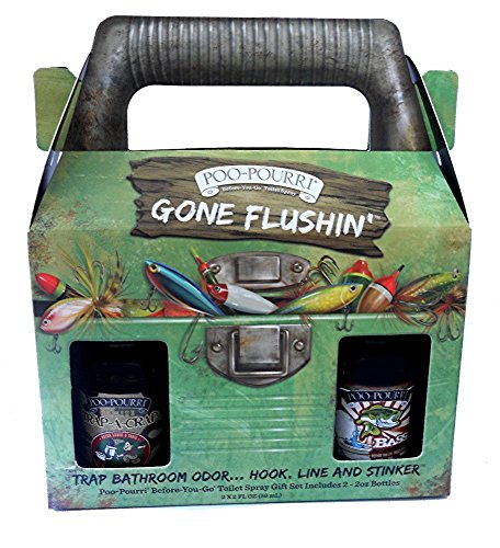 Poo-Pourri GONE FLUSHIN' gift Set with 2 oz bottles of Trap-A-Crap and Bass Ackwards before you go toilet spray